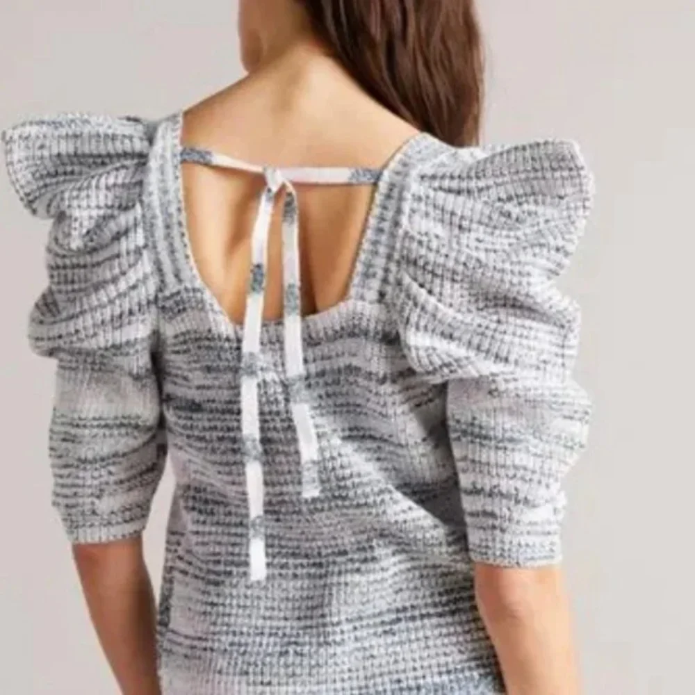 NWT Ted Baker London Aspel Cotton Puff Sleeves Detailed Sweater - Picture 4 of 10